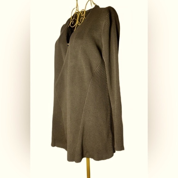 Eileen Fisher Chocolate Brown Silk/Cotton Knit Drapey Oversized Open Cardigan XS - Picture 7 of 16
